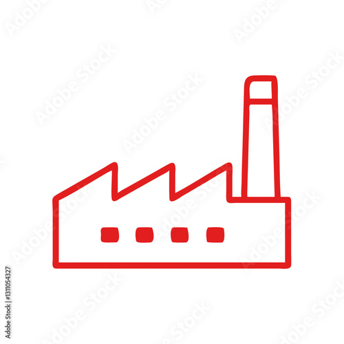 Minimalist Factory Icon for Industry, Manufacturing, and Economic Development
