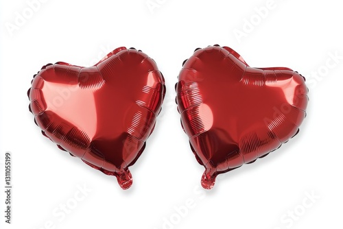 Two red heart balloons on white background (6)