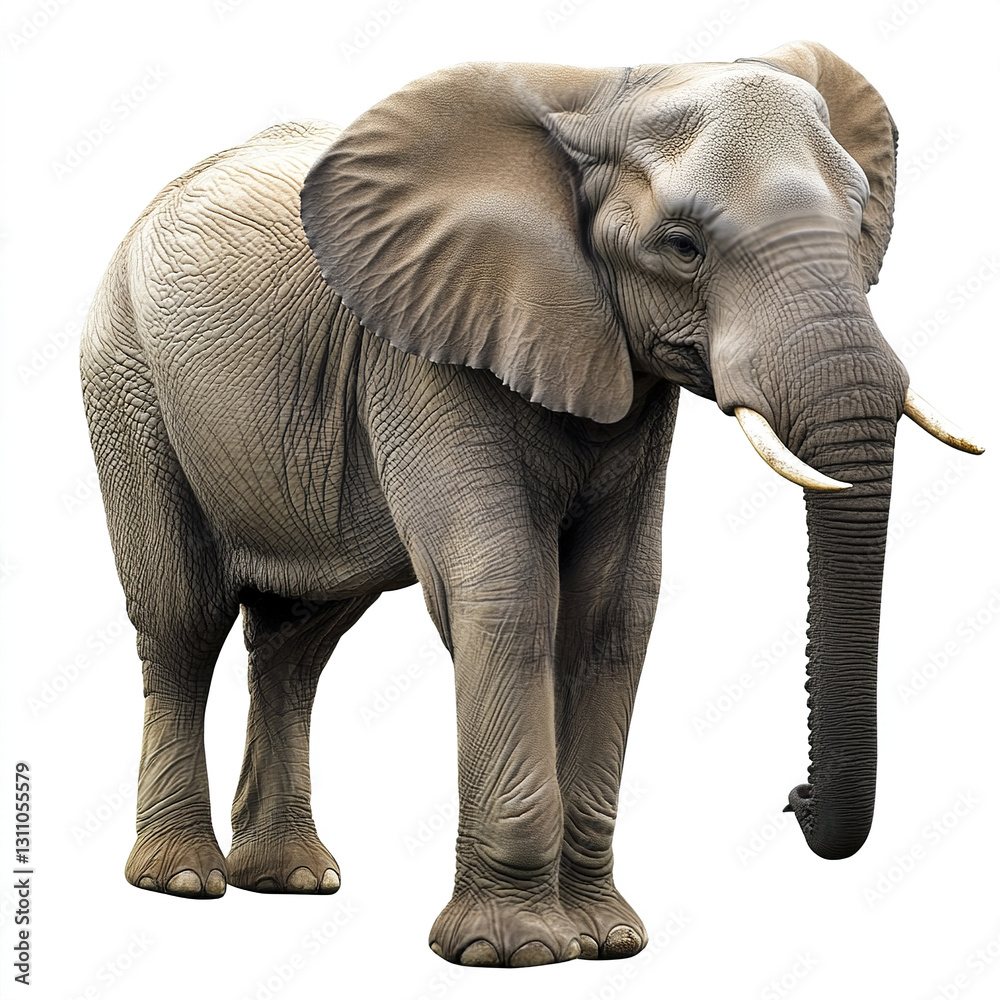 Fototapeta premium Elephant isolated on white background, showcasing its majestic presence