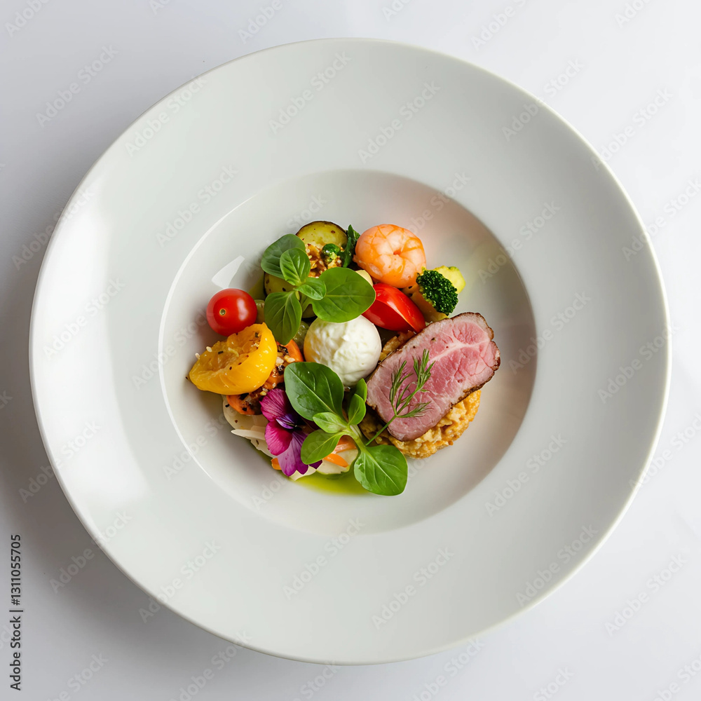 Meat Salad Plate with Vegetable Garnish Meat Salad Plate with Vegetable Garnish