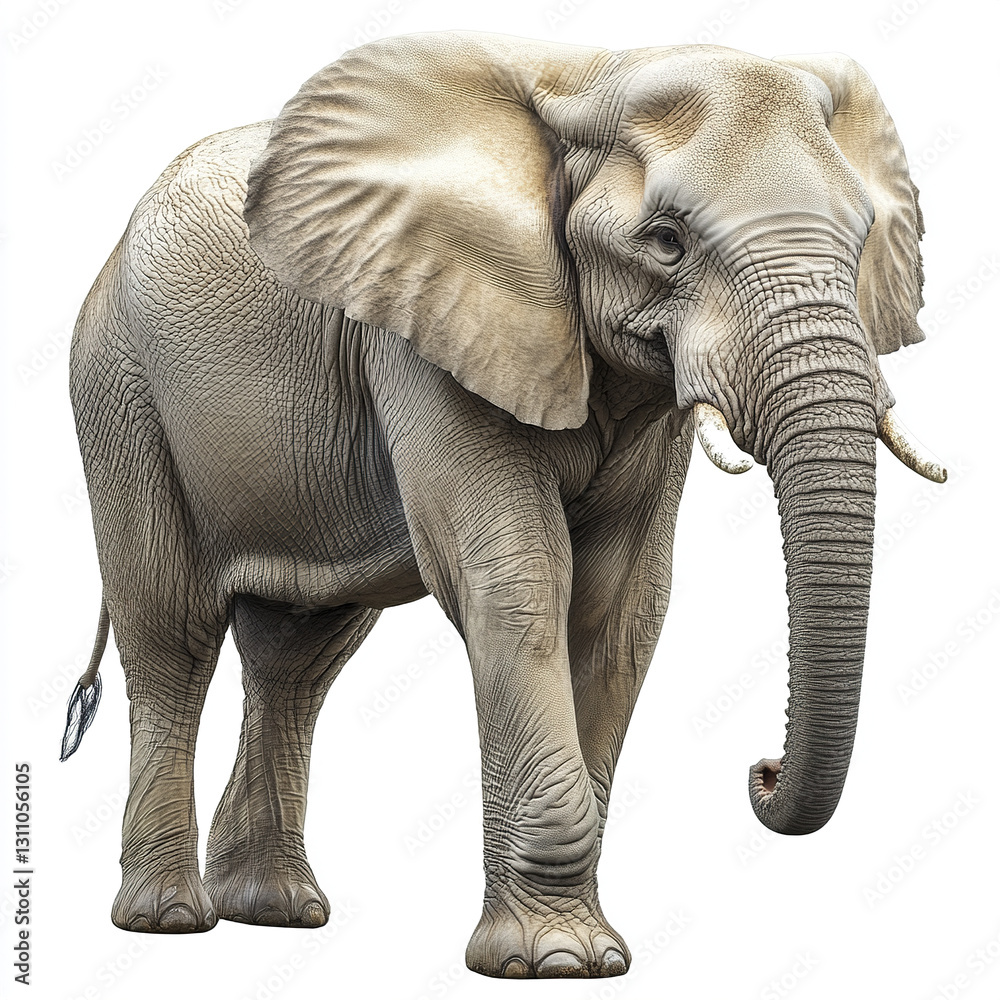 Fototapeta premium Elephant isolated on white background, showcasing its majestic presence