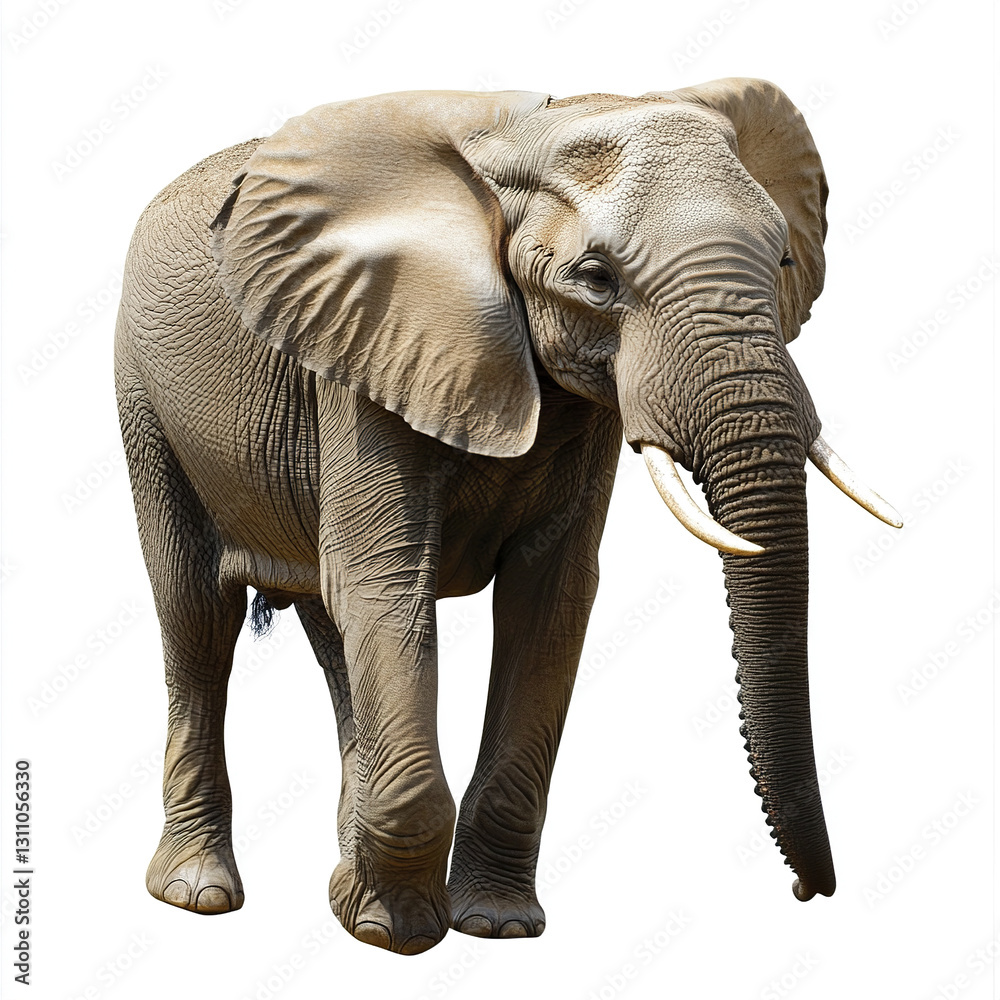 Fototapeta premium Elephant isolated on white background, showcasing its majestic presence