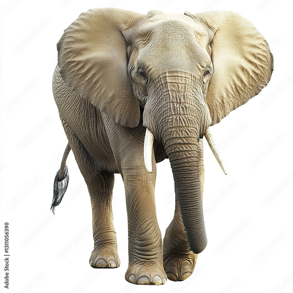 Obraz premium Elephant isolated on white background, showcasing its majestic presence