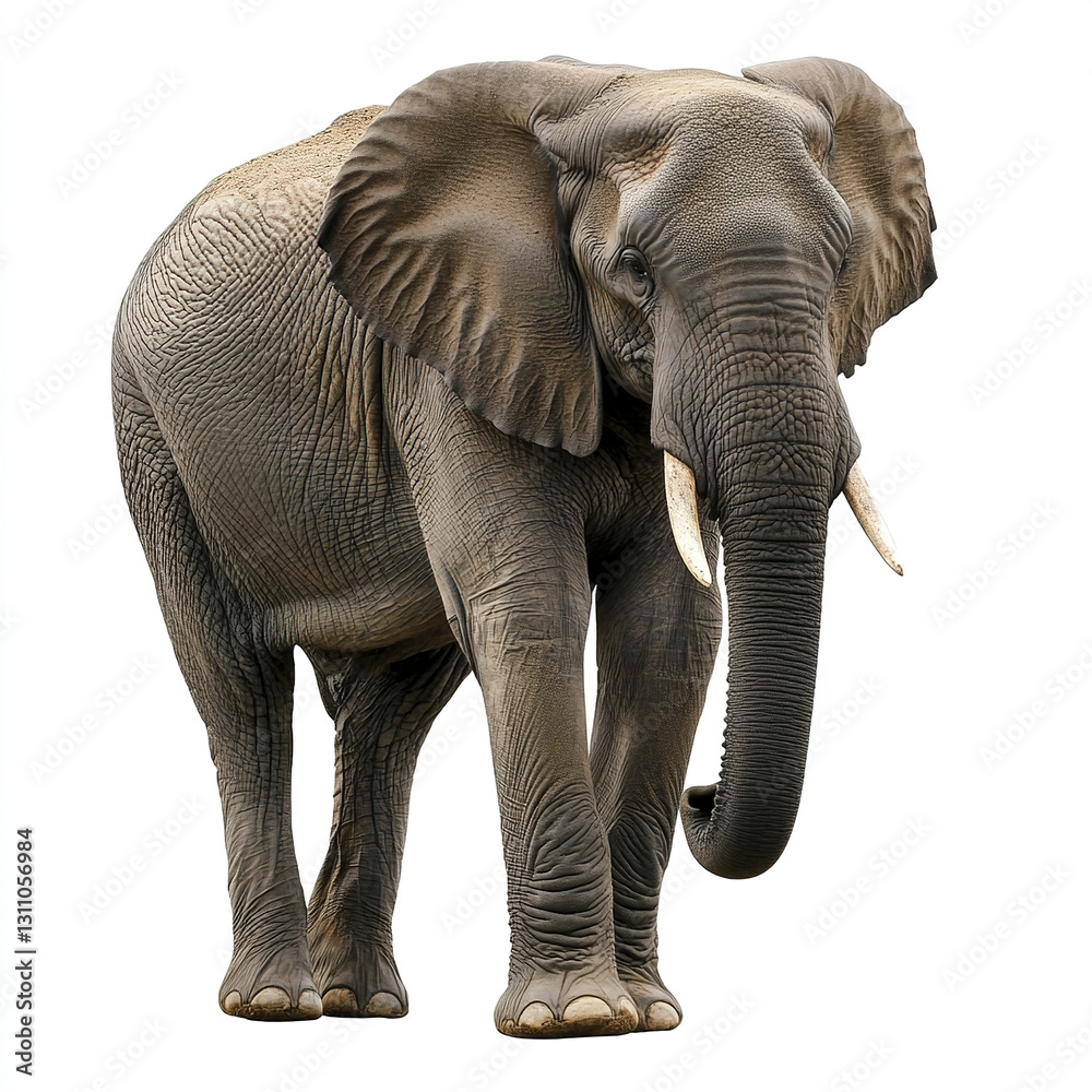 Fototapeta premium Elephant isolated on white background, showcasing its majestic presence