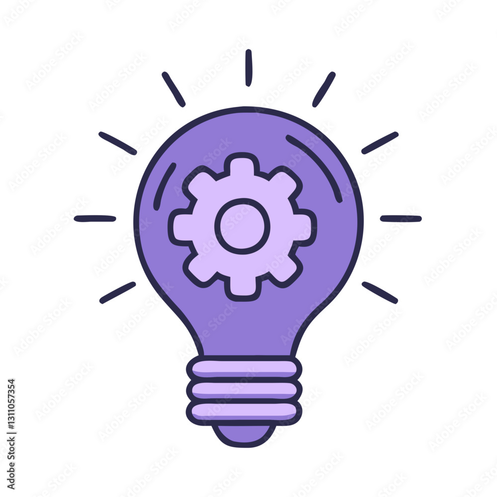 Purple Light Bulb with Gear Icon for Innovation, Technology, and Problem-Solving Purple Light Bulb with Gear Icon for Innovation, Technology, and Problem-Solving