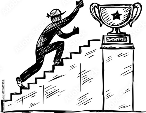 Achieving success through hard work staircase journey inspirational illustration creative environment upward perspective
