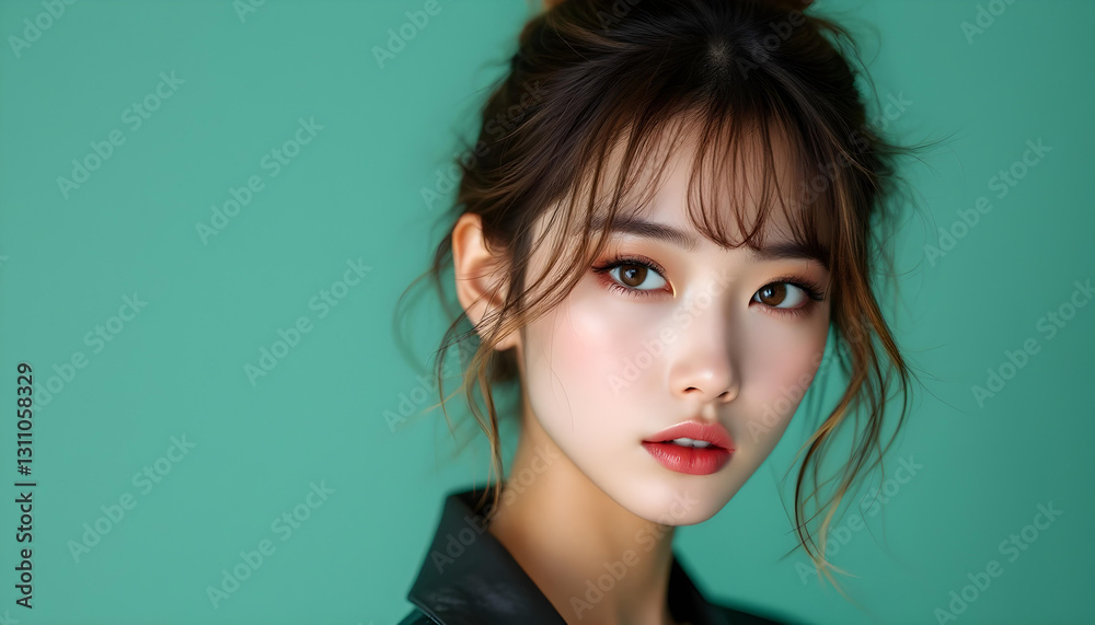 Naklejka premium ファンタジーストーリー(ターコイズグリーンの色彩を纏った女性)
