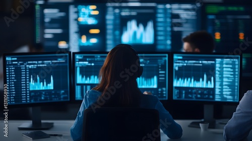 Analysts Evaluating Business Performance Metrics on Digital Dashboard