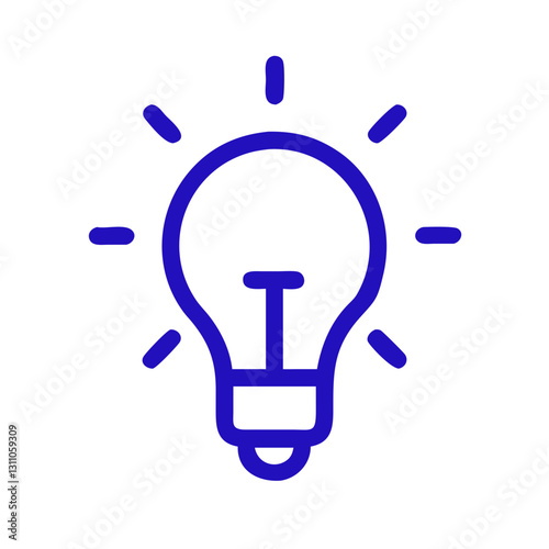Blue lightbulb outline icon, bright ideas, creative solutions, business strategy, inspiration