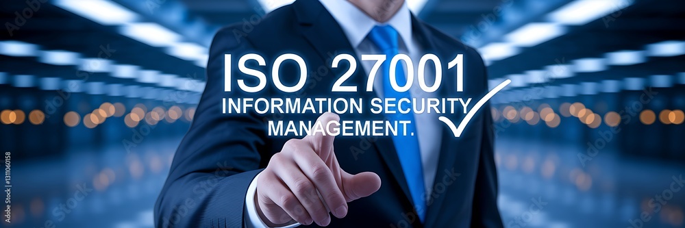 Businessman Touching Holographic ISO 27001 Standard Certification: Information Security Management & Compliance, ISO 27001, ISO 27001 certification, information security, cybersecurity standards, ISO Businessman Touching Holographic ISO 27001 Standard Certification: Information Security Management & Compliance, ISO 27001, ISO 27001 certification, information security, cybersecurity standards, ISO