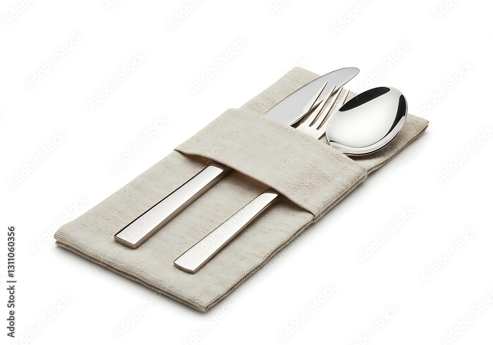 Reusable Silverware Set in Linen Pouch Sustainable Dining Utensils Reusable Silverware Set in Linen Pouch Sustainable Dining Utensils