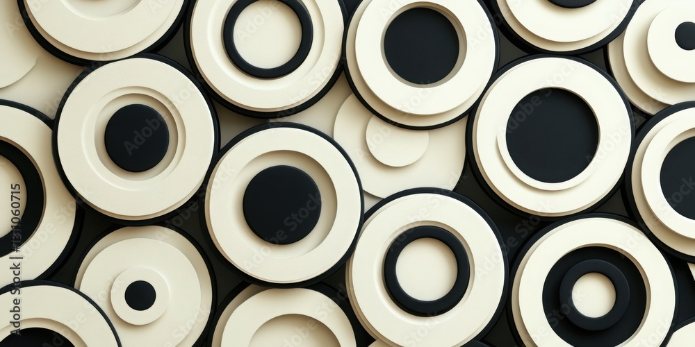 Abstract Circular Design: A striking abstract design composed of overlapping circles in a monochromatic palette, creating a mesmerizing interplay of forms and shadows. Abstract Circular Design: A striking abstract design composed of overlapping circles in a monochromatic palette, creating a mesmerizing interplay of forms and shadows.
