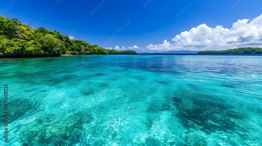 Captivating Tropical Lagoon with Crystalline Waters and Lush Surroundings Captivating Tropical Lagoon with Crystalline Waters and Lush Surroundings