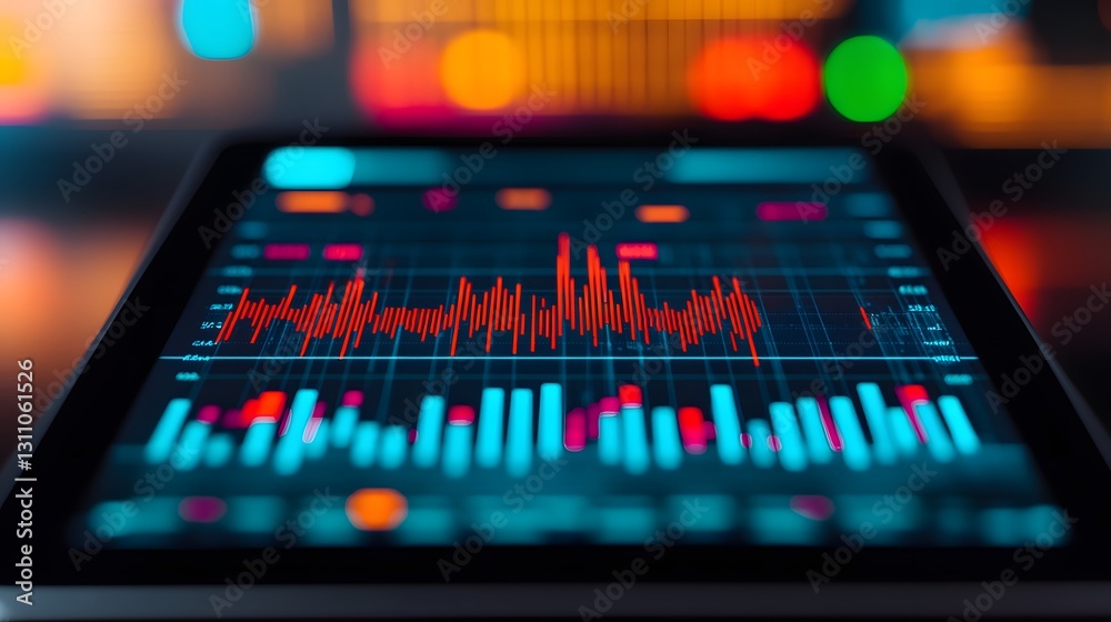 Close up View of a Tablet Displaying Financial Market Analysis and Data Visualization Close up View of a Tablet Displaying Financial Market Analysis and Data Visualization
