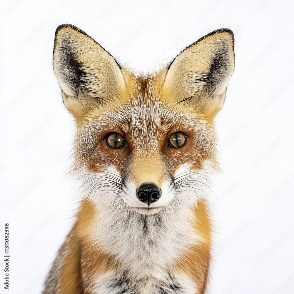 curious fox with striking eyes isolated on white background curious fox with striking eyes isolated on white background