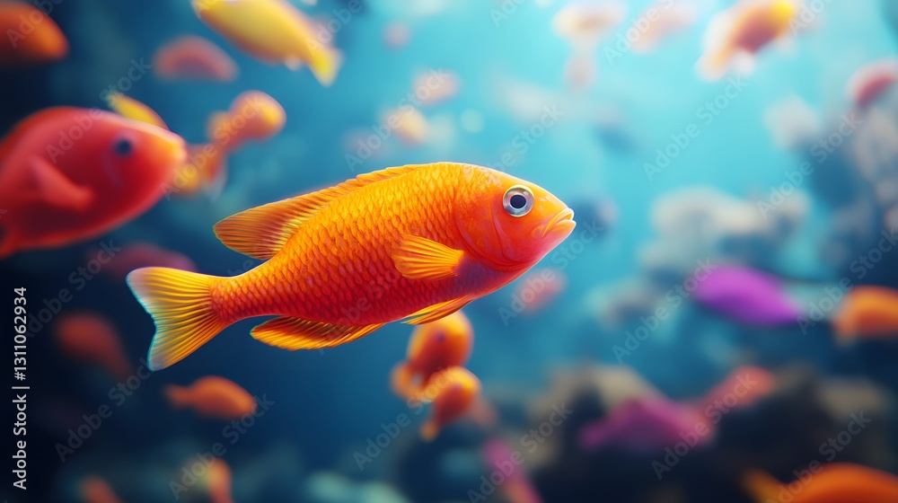Colorful Tropical Fish Swimming in an Underwater Ecosystem Colorful Tropical Fish Swimming in an Underwater Ecosystem