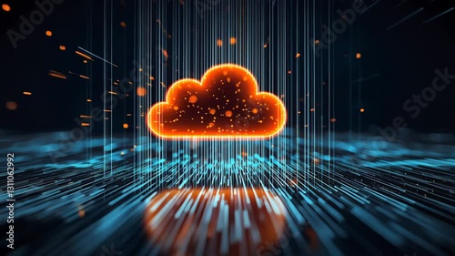 Glowing Cloud Technology Abstract Data Streams and Connectivity in Digital Network