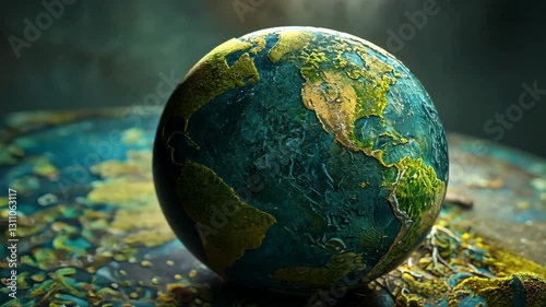 Explore Detailed Globe of Earth Vibrant Map Showcasing Natures Textures and Green Beauty of Our World