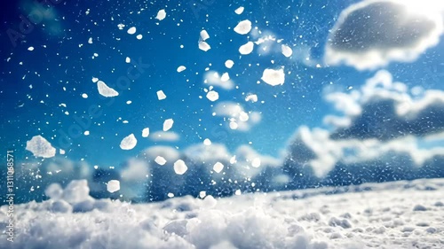 Snowflakes Falling from Sky Create Beautiful Winter Wonderland with Cold Clouds and Sunlight in Natures Embrace