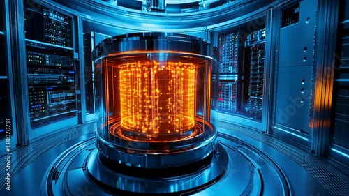 Futuristic Energy Core Glowing Innovation in Advanced Technology Data Center Showcasing Cutting Edge Solutions