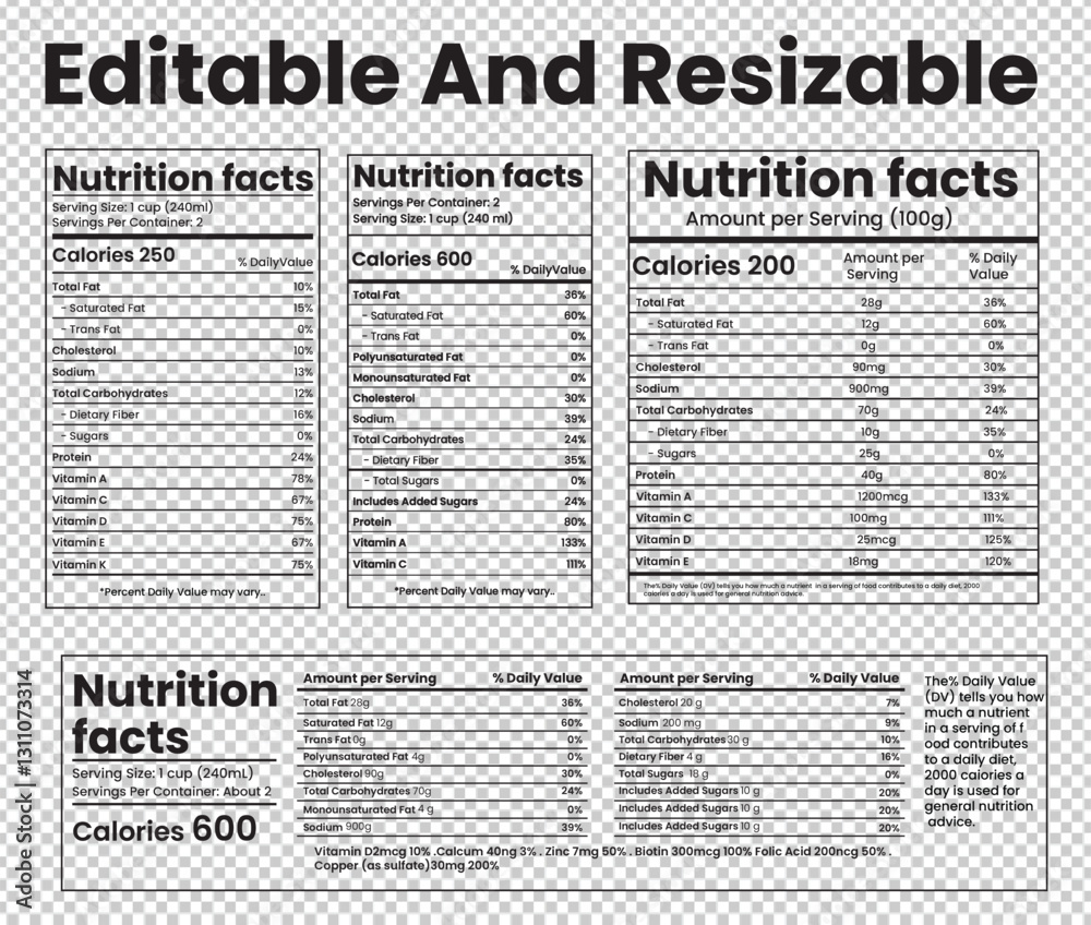 Obraz premium nutrition facts,nutrition calculator,nutrition label,supplement facts,peanut butter nutrition facts design.