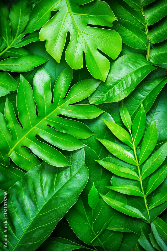 Obraz premium A bunch of green leaves that are laying on the ground