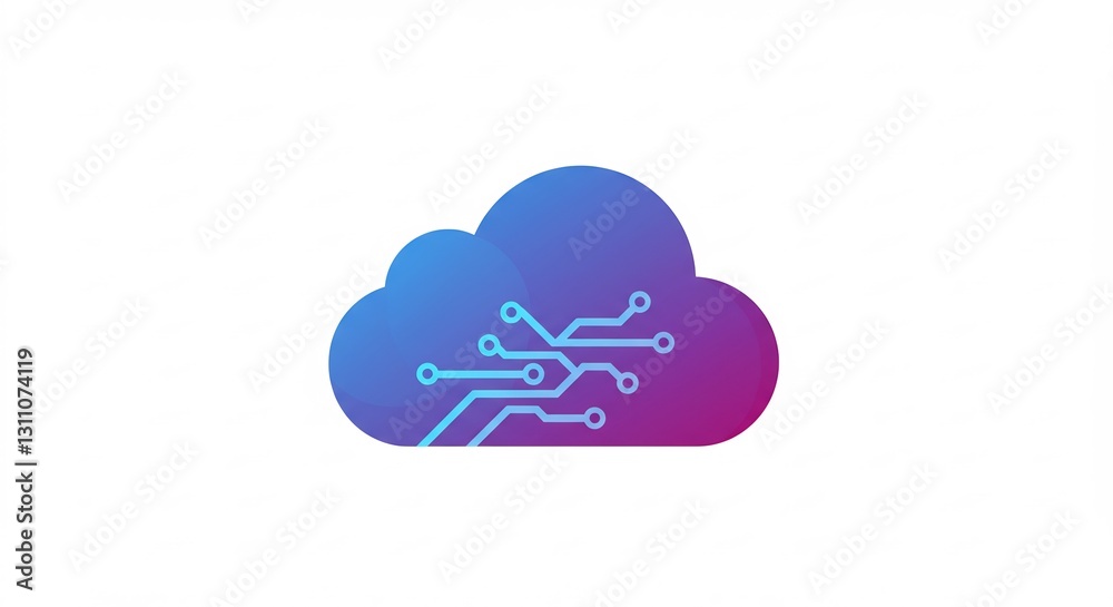 Abstract Cloud Network Design Purple Blue Gradient. AI Generated Abstract Cloud Network Design Purple Blue Gradient. AI Generated