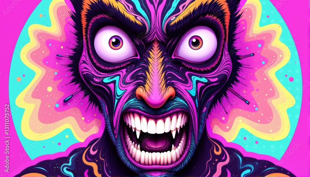 Fototapeta premium Vivid expression of emotion through colorful artistic illustration