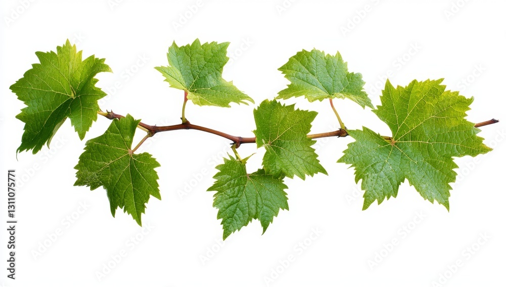Fresh grapevine branch with leaves on white background Fresh grapevine branch with leaves on white background