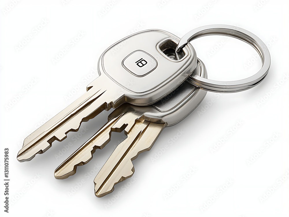 Keys on ring, isolated, white background Keys on ring, isolated, white background