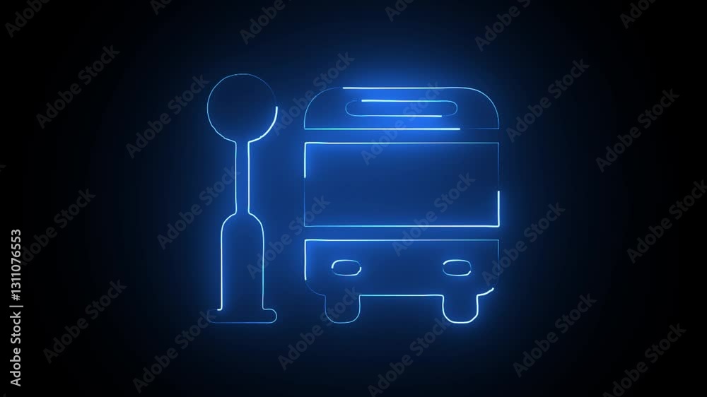 Glowing Neon Bus Station Icon Isolated, HD Motion Graphic Representing Public Transport, Commute, and Travel Services Glowing Neon Bus Station Icon Isolated, HD Motion Graphic Representing Public Transport, Commute, and Travel Services