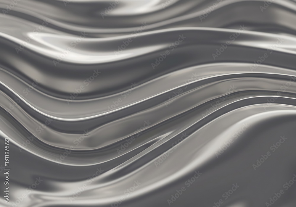 Obraz premium Fluid Silver Waves Abstract Background. AI Generated