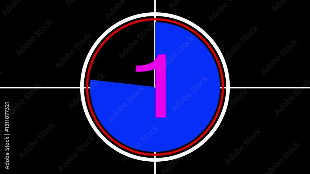 5-0 second countdown with circle animated on a black background. 5-0 second countdown with circle animated on a black background.