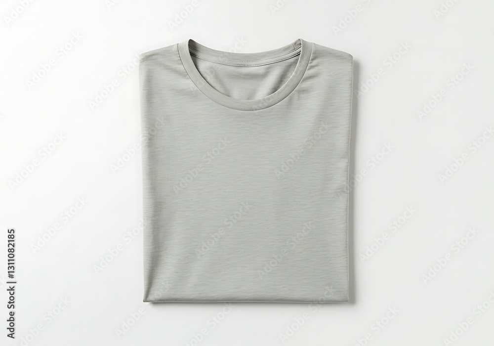 Folded Gray T-shirt on White Background Simple Apparel Mockup Folded Gray T-shirt on White Background Simple Apparel Mockup