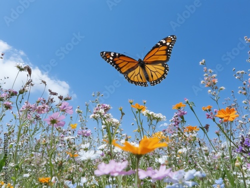 vibrant wildflower meadow in soft sunlight, creating a peaceful and dreamy nature scene. Generative by Ai