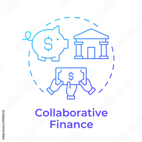 Collaborative finance blue gradient concept icon. Community projects realization. Type of sharing economy. Round shape line illustration. Abstract idea. Graphic design. Easy to use in presentation