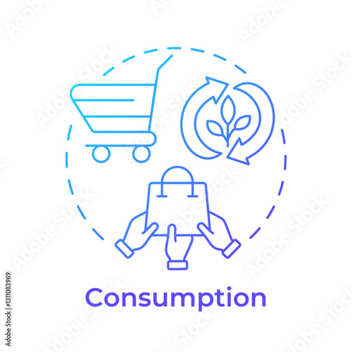 Consumption blue gradient concept icon. Usage of goods and services sustainable process. Circular economy. Round shape line illustration. Abstract idea. Graphic design. Easy to use in presentation