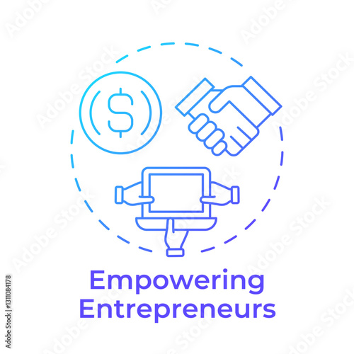 Empowering entrepreneurs blue gradient concept icon. Low barrier entry. Benefit of sharing economy. Round shape line illustration. Abstract idea. Graphic design. Easy to use in infographic