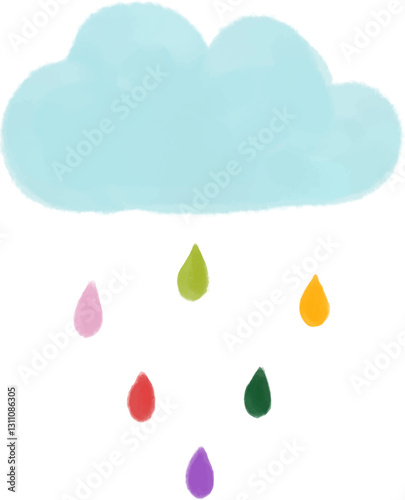 rainy day with rainbow drops illustration