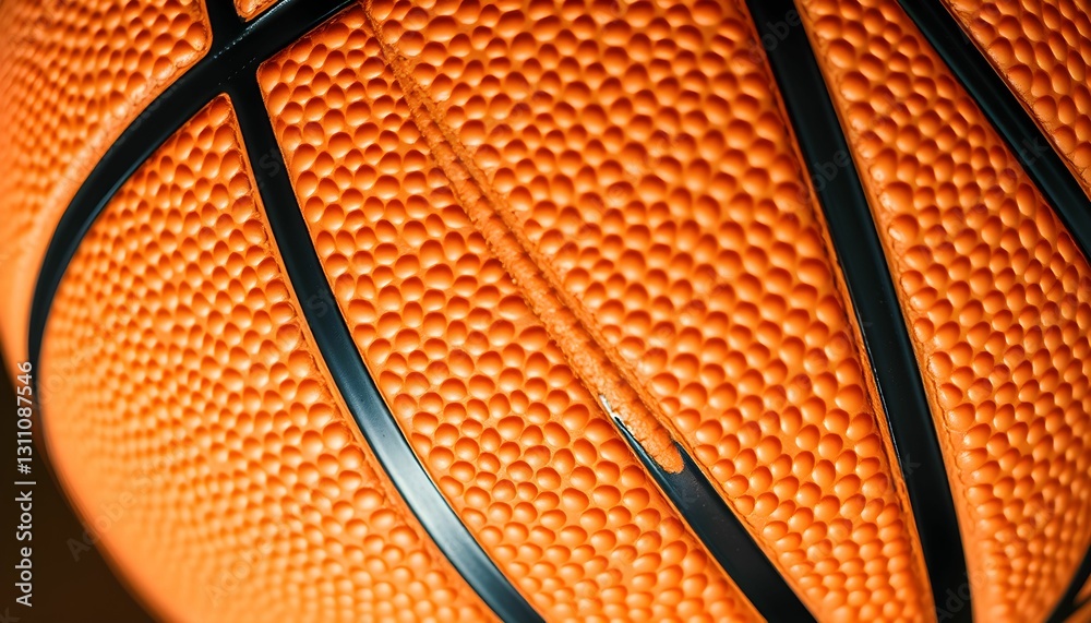Obraz premium Close-Up on a Textured Orange Basketball with Black Seams