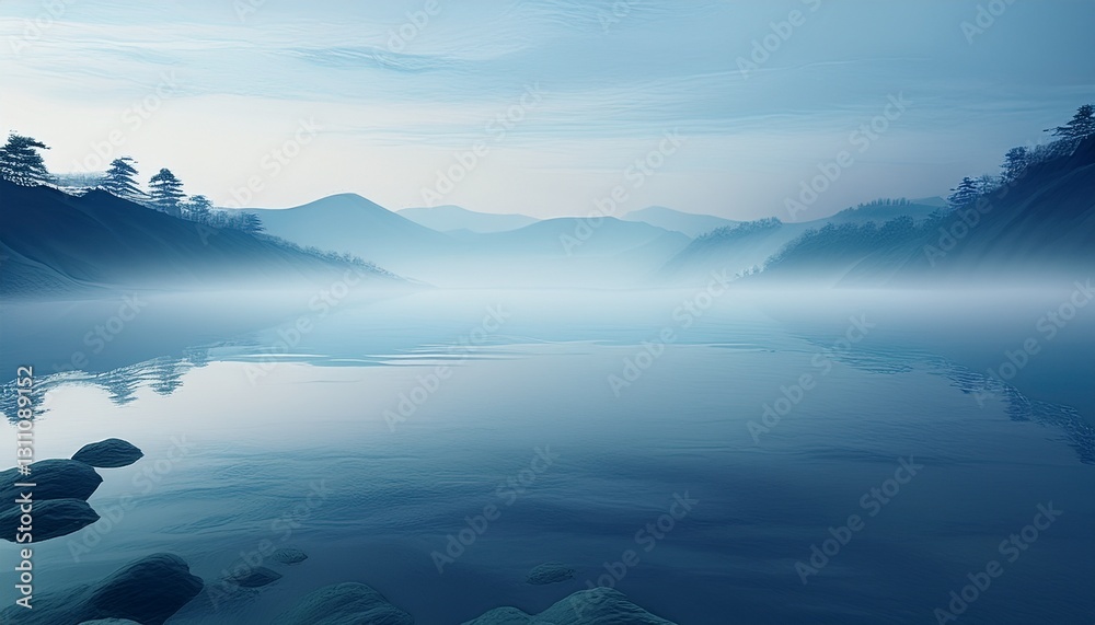 Fototapeta premium Misty Morning Gradient – A subtle transition from cool grey to the milky blue of a morning mist, evoking calm and serenity. 