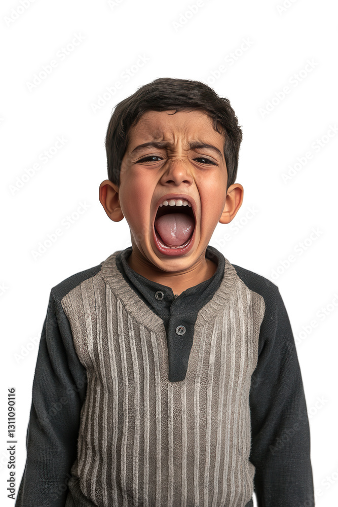 Boy child yelling expressing frustration on isolated white background emotion tantrum childhood reaction face. Boy child yelling expressing frustration on isolated white background emotion tantrum childhood reaction face.