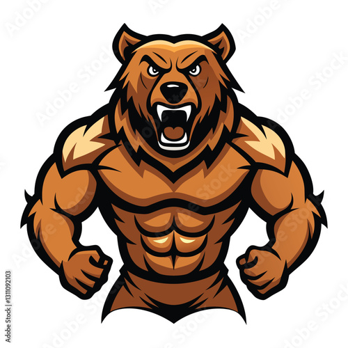 Art & Illustration of Muscular Bear Mascot