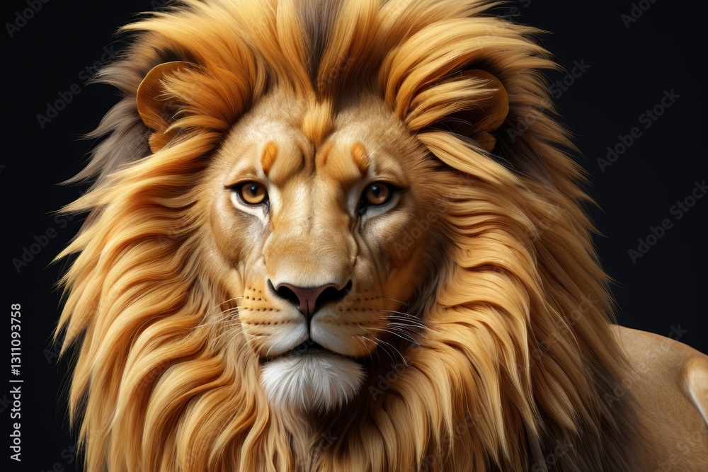 Fototapeta premium there is a lion with a very long mane and a big face