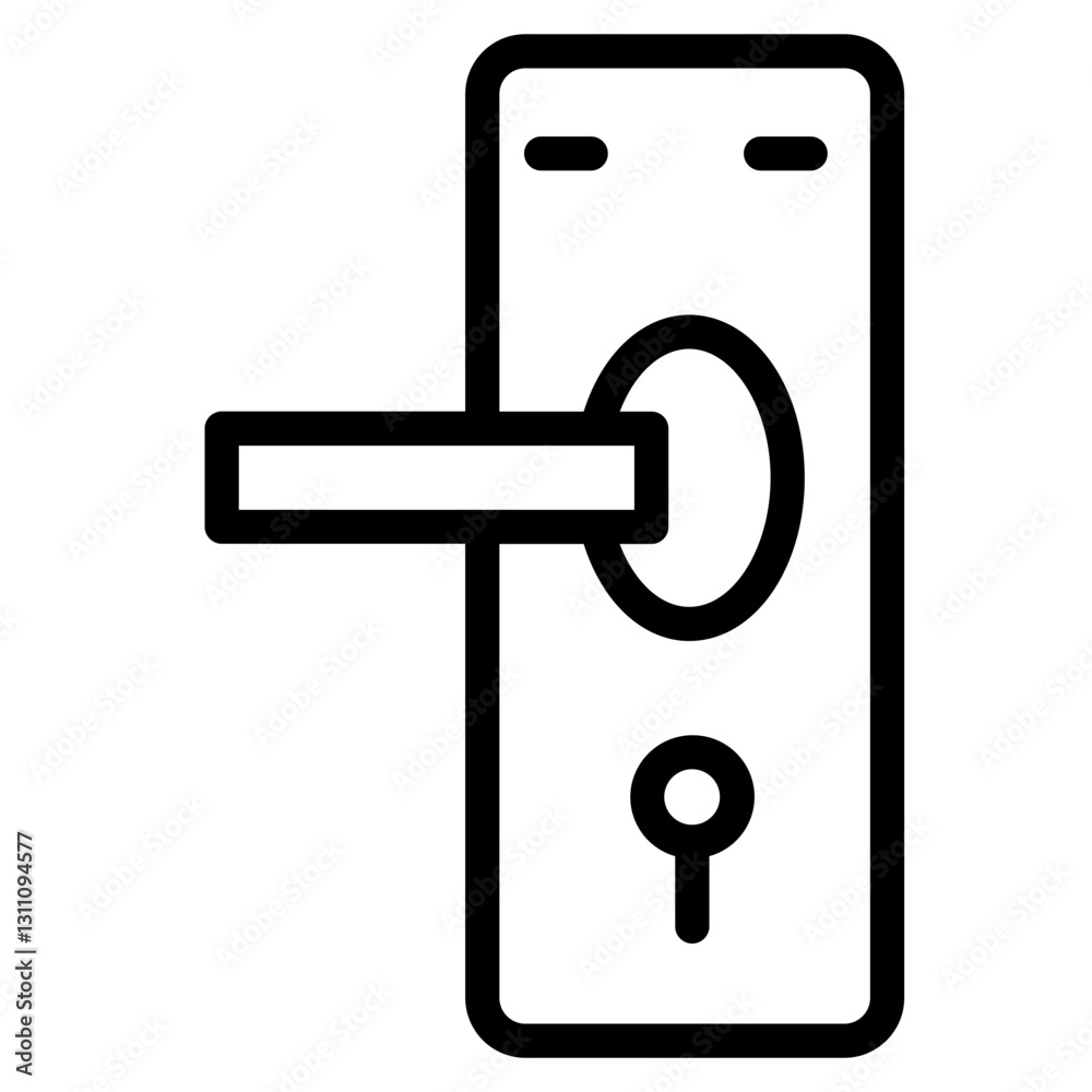 Lock Door Handle Line Icon Lock Door Handle Line Icon