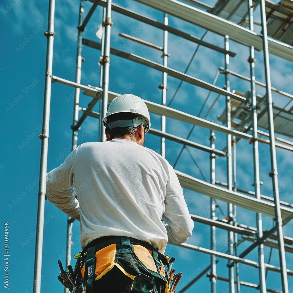 A construction foreman holding a blueprint while giving instructions A construction foreman holding a blueprint while giving instructions
