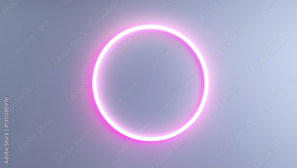 Obraz premium Neon Pink Circle on Light Grey Background