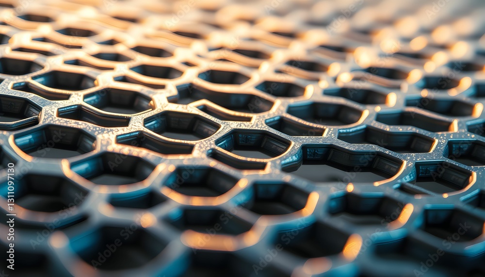 Obraz premium Abstract Honeycomb Structure with Golden Reflections