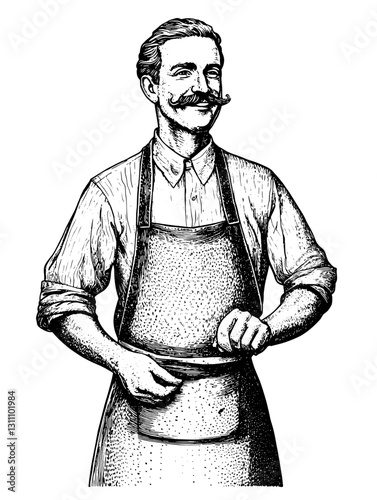 Masterful craftsman prepares for his artful creation during a bustling market day