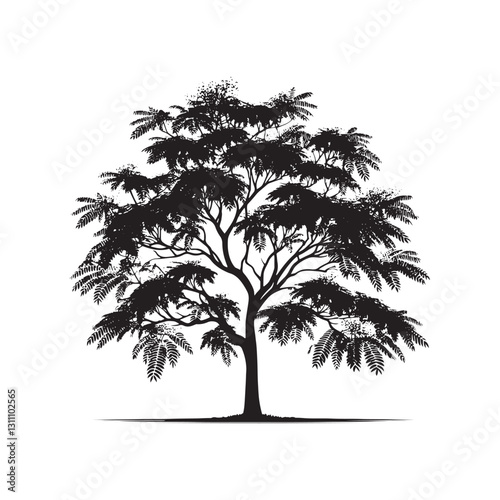 Silhouette of a Ailanthus Tree - Black Ailanthus Tree Art - Ailanthus Tree Vector - Ailanthus Tree Illustration.